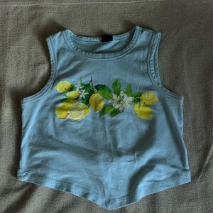 Urban Outfitters Baby Blue Lemon Backless Top